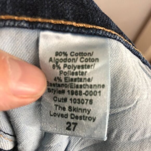 Current/elliott The Skinny Loved Destroyed Denim Jean Sz 27 - Picture 12 of 13
